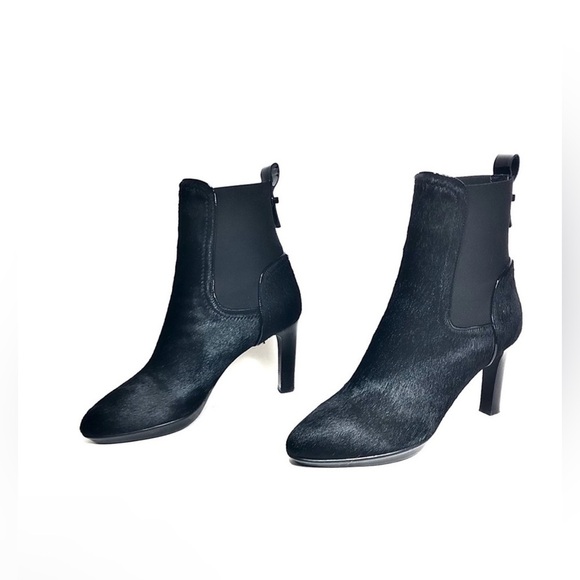 Aquatalia Black Calf Hair & Patent Ankle Boots Size 8 - Picture 4 of 16